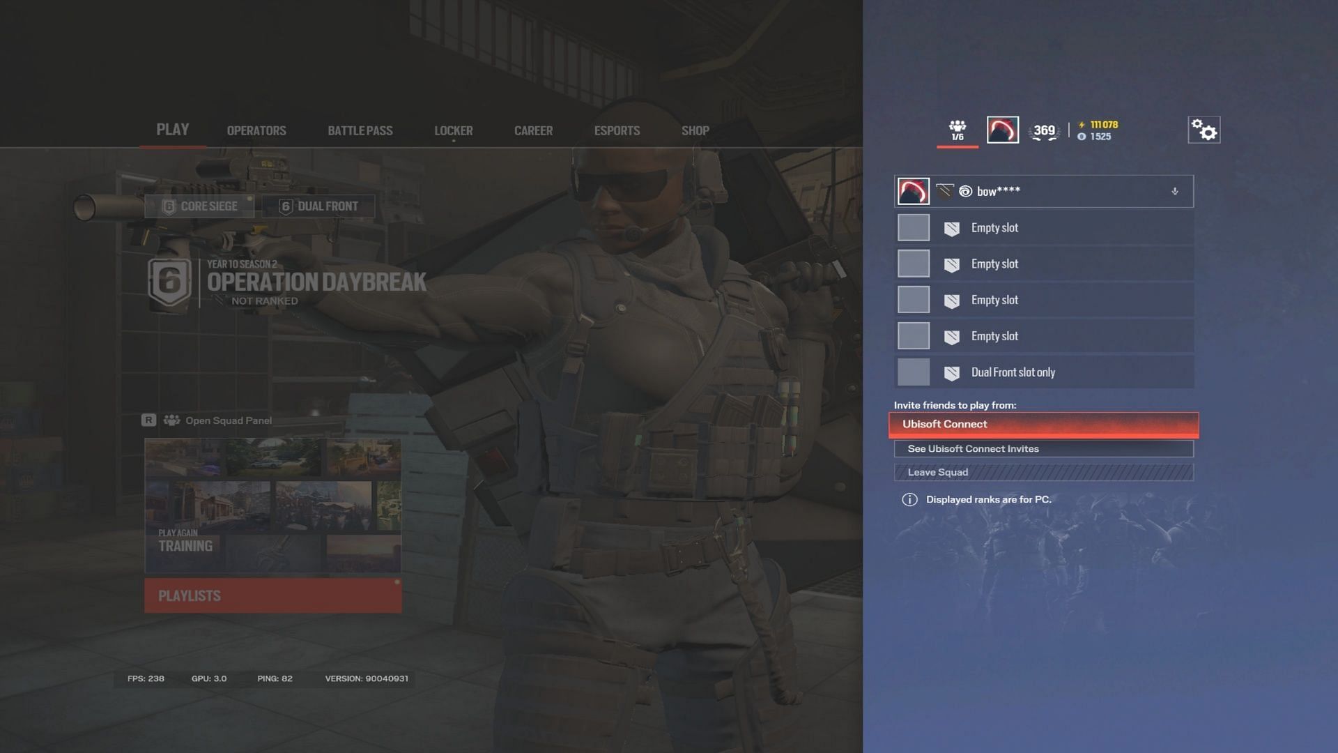 Accessing the social menu to add friends in Rainbow Six Siege X (Image via Sportskeeda Gaming || Ubisoft)